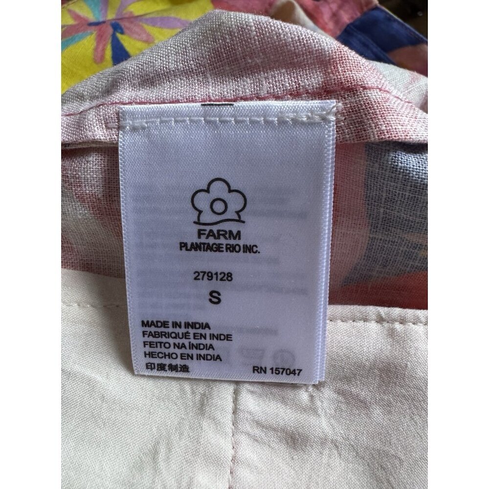 NWT Size S - Farm Rio Linen Blend Belted Floral Bermuda Shorts (NWT US$ 188) - Picture 12 of 12